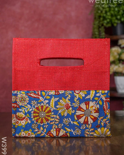 Jute Bag With Kalamkari Fabric- W3994 Bags