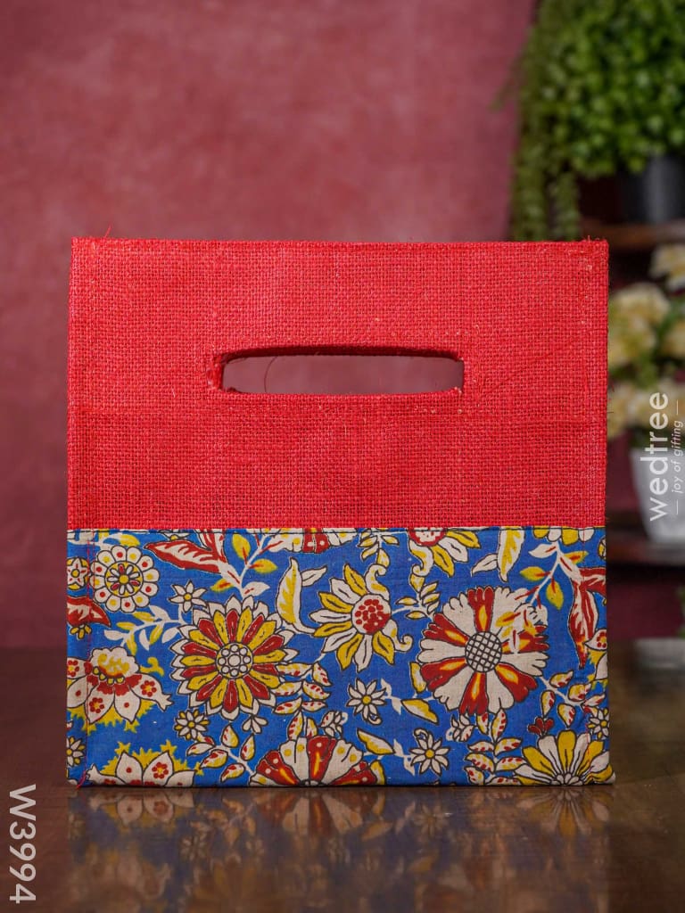 Jute Bag With Kalamkari Fabric- W3994 Bags