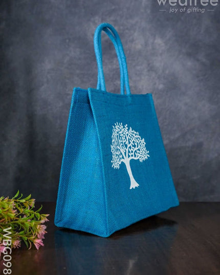 Jute Bag With Kalpavriksha Tree Print - Wbg0981 Bags