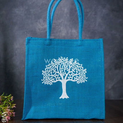 Jute Bag With Kalpavriksha Tree Print - Wbg0981 Bags