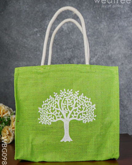 Jute Bag With Kalpavriksha Tree Print - Wbg0981 Bags