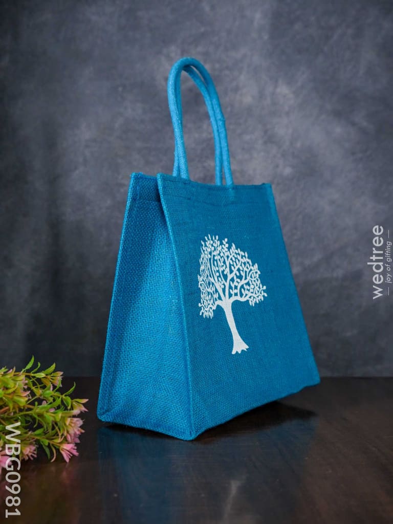 Jute Bag With Kalpavriksha Tree Print - Wbg0981 Bags