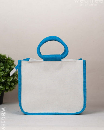 Jute Bag with Kalpavriksha Tree Print - WBG1691 Jute Bags