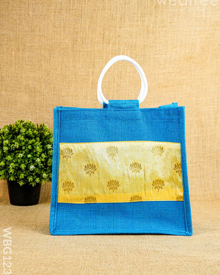 Jute Bag with Lotus Design - WBG1235 - Jute Bags
