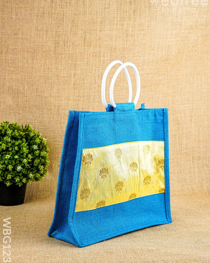 Jute Bag with Lotus Design - WBG1235 - Jute Bags