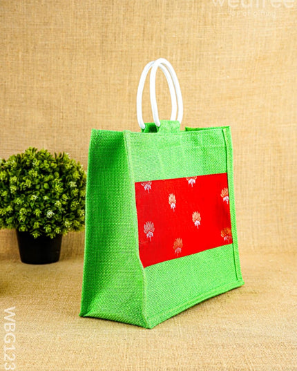 Jute Bag with Lotus Design - WBG1235 - Jute Bags