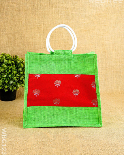 Jute Bag with Lotus Design - WBG1235 - Jute Bags