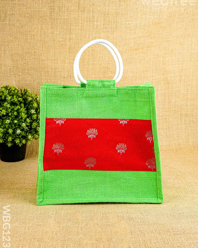 Jute Bag with Lotus Design - WBG1235 - Jute Bags