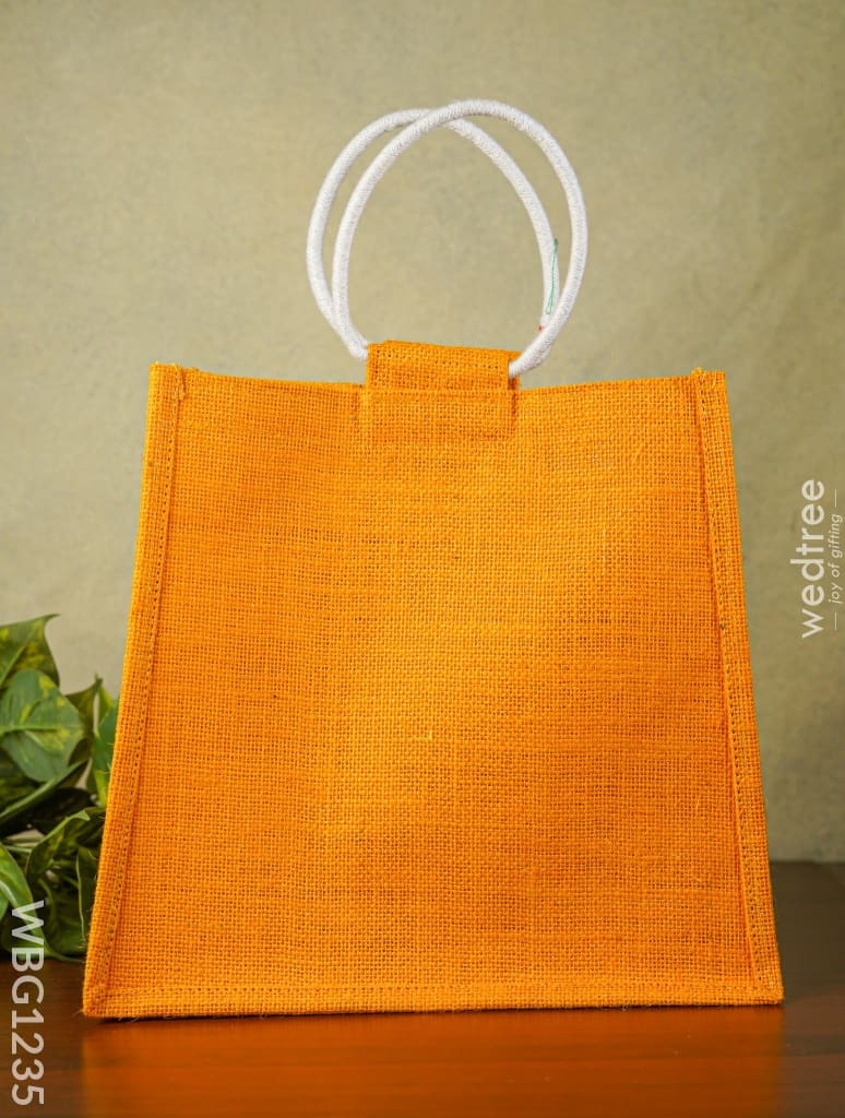 Jute Bag With Lotus Design - Wbg1235 Bags