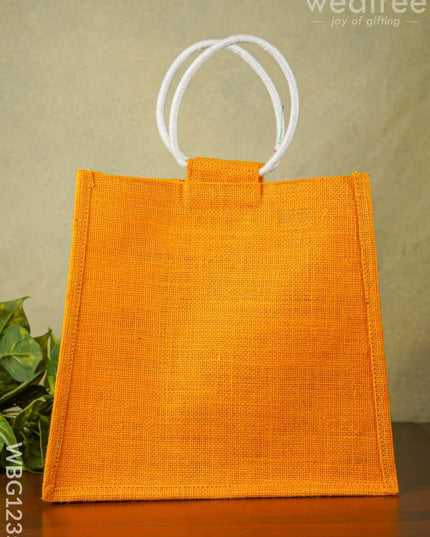 Jute Bag With Lotus Design - Wbg1235 Bags