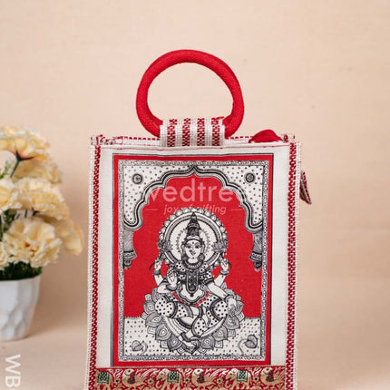 Jute Bag with Madhubani Print - WBG1698 Jute Bags