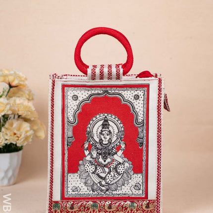 Jute Bag with Madhubani Print - WBG1698 Jute Bags