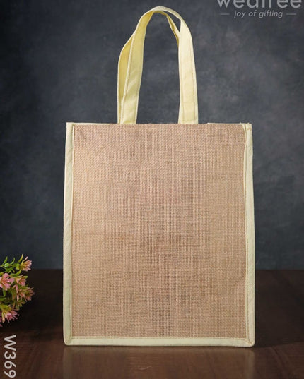 Jute Bag With Non-Woven Gusset & Handle - W3692 Bags