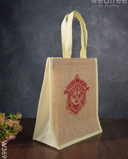 Jute Bag With Non-Woven Gusset & Handle - W3692 Bags