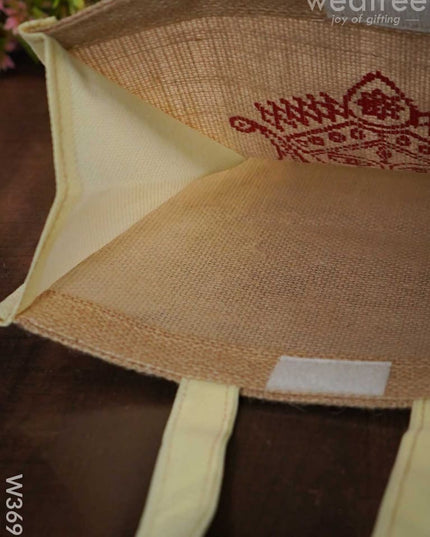 Jute Bag With Non-Woven Gusset & Handle - W3692 Bags