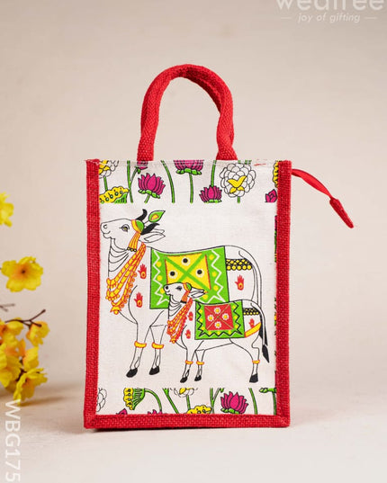 Jute Bag with Pichwai Design - WBG1759 Jute Bags