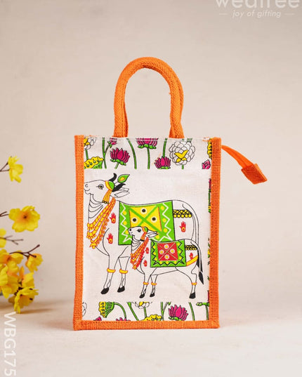 Jute Bag with Pichwai Design - WBG1759 Jute Bags