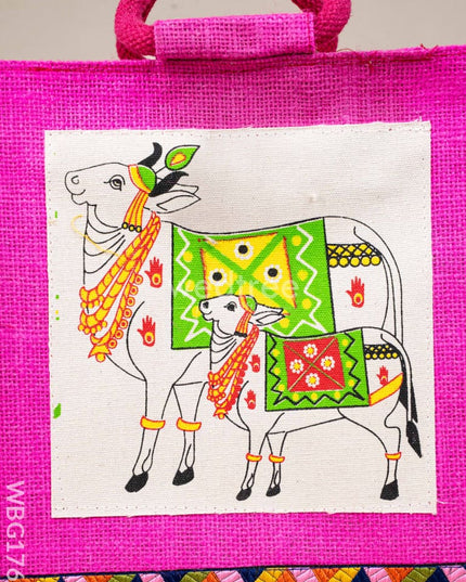 Jute Bag with Pichwai Design - WBG1760 Jute Bags