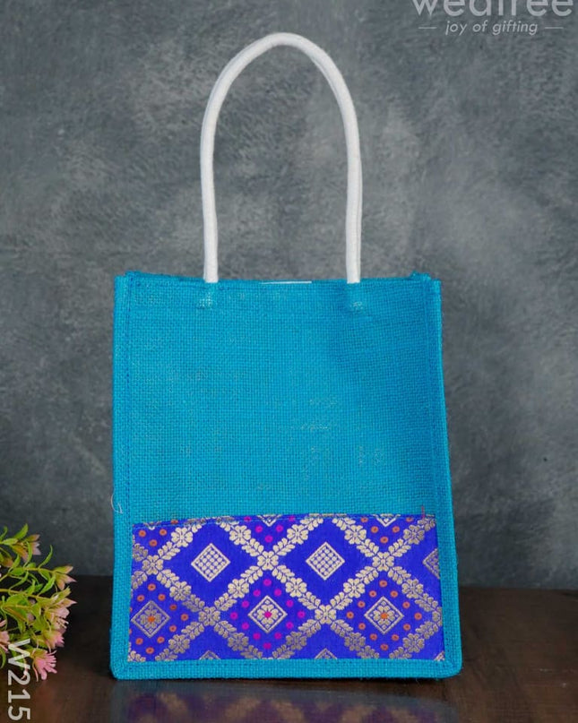 Jute Bag With Raw Silk Fabric & Velcro - W2151 Bags