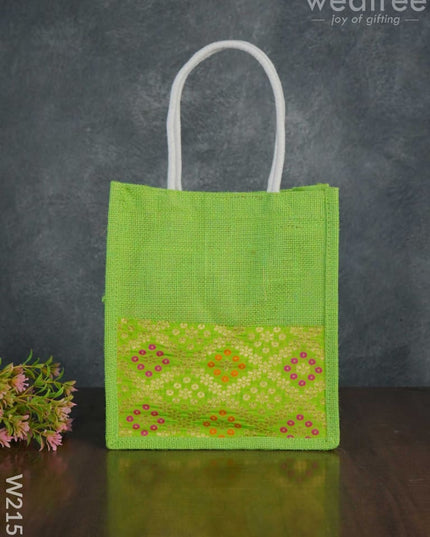 Jute Bag With Raw Silk Fabric & Velcro - W2151 Bags