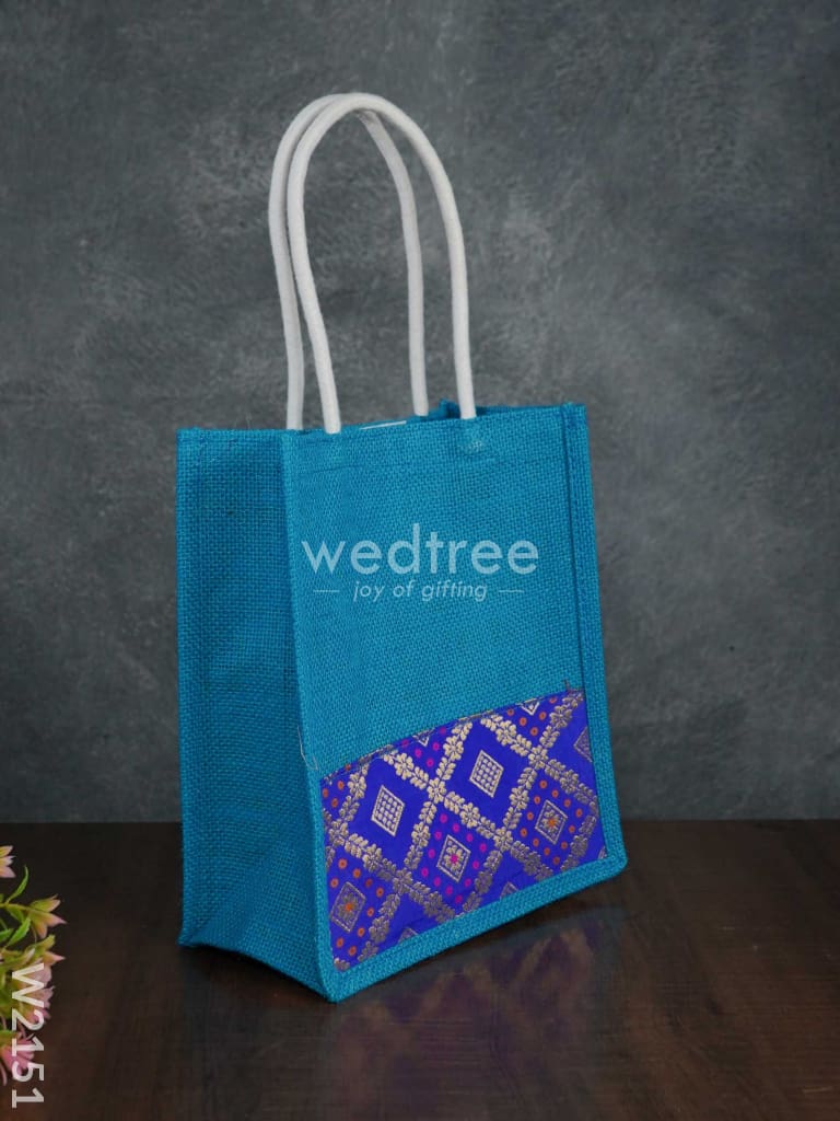 Jute Bag with Raw Silk Fabric Velcro W2151 – Wedtree