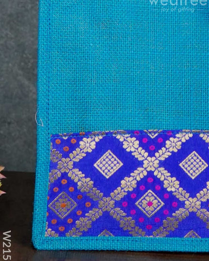 Jute Bag With Raw Silk Fabric & Velcro - W2151 Bags