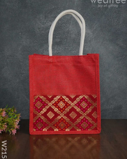Jute Bag With Raw Silk Fabric & Velcro - W2151 Bags