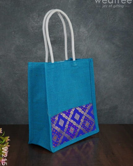 Jute Bag With Raw Silk Fabric & Velcro - W2151 Bags