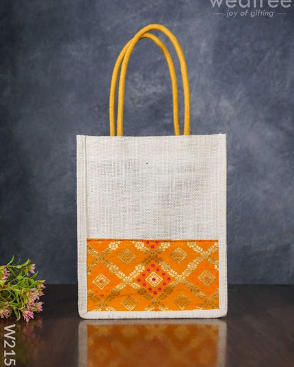 Jute Bag With Raw Silk Fabric & Velcro - W2151 Bags