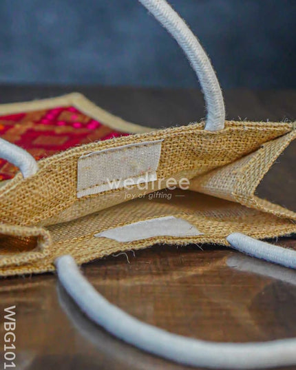 Jute Bag With Raw Silk Fabric & Velcro - Wbg1017 Bags