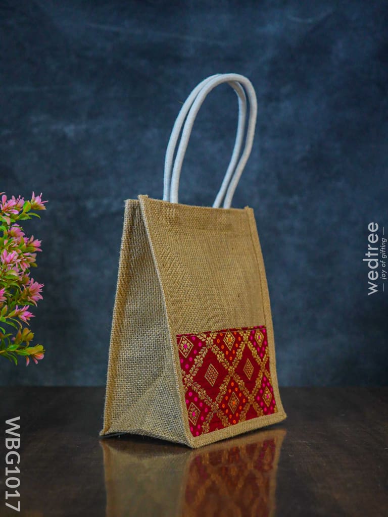 Jute Bag With Raw Silk Fabric & Velcro - Wbg1017 Bags