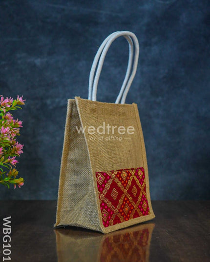 Jute Bag With Raw Silk Fabric & Velcro - Wbg1017 Bags