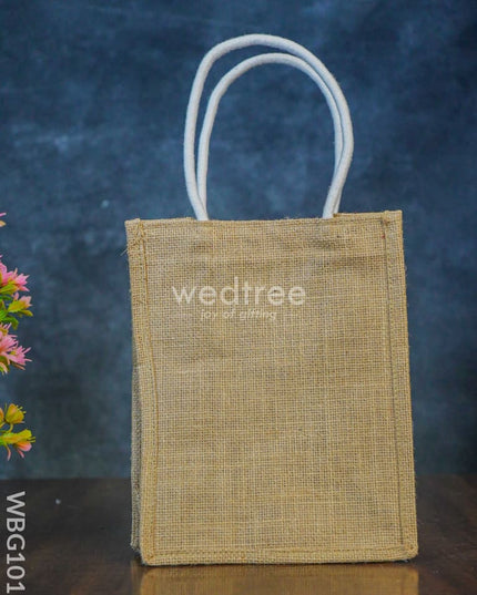 Jute Bag With Raw Silk Fabric & Velcro - Wbg1017 Bags