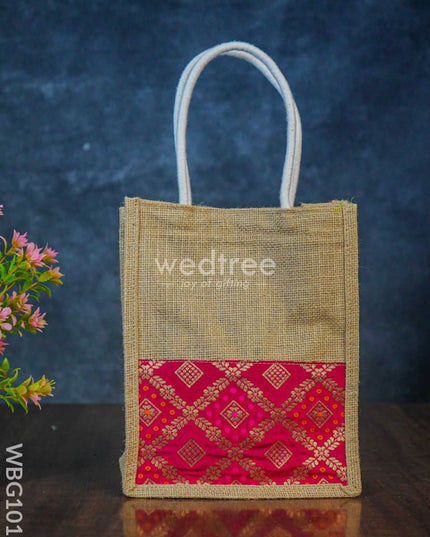 Jute Bag With Raw Silk Fabric & Velcro - Wbg1017 Bags