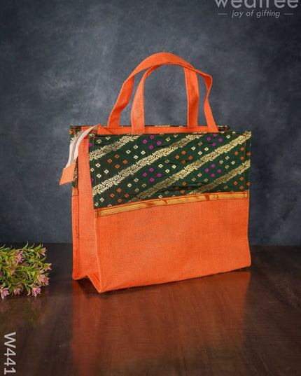 Jute Bag With Raw Silk Fabric - W4413 Bags