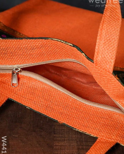 Jute Bag With Raw Silk Fabric - W4413 Bags