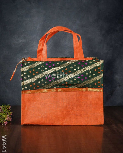 Jute Bag With Raw Silk Fabric - W4413 Bags