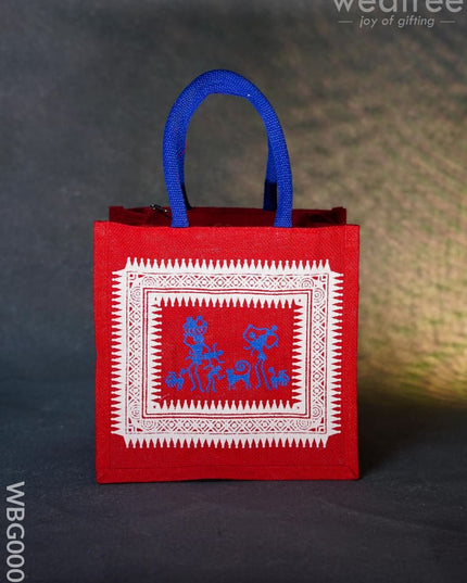 Jute Bag With Warli Print - Wbg0001 Bags