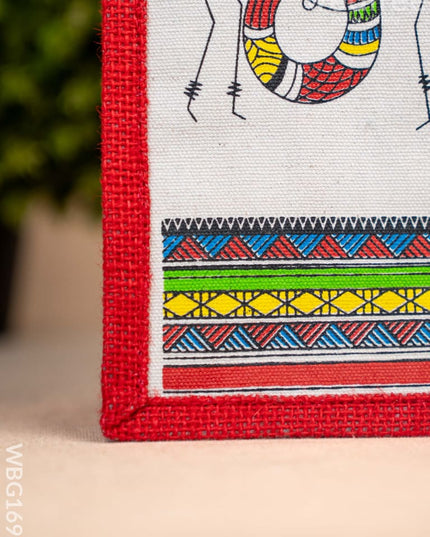 Jute Bag with Warli Print - WBG1692 Jute Bags