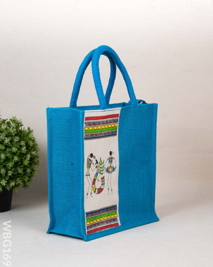 Jute Bag with Warli Print - WBG1692 - Jute Bags