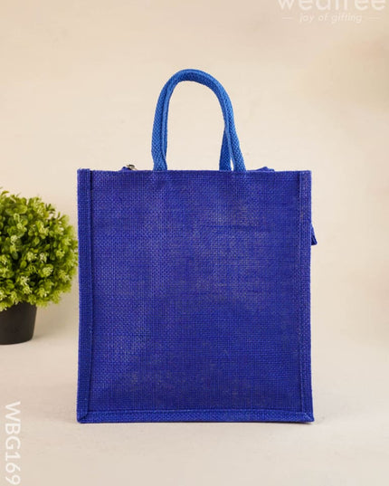 Jute Bag with Warli Print - WBG1692 - Jute Bags