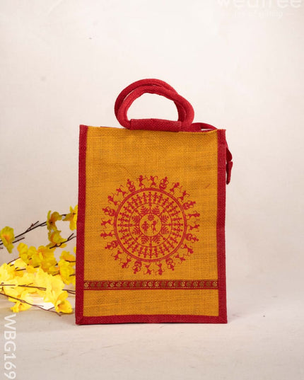Jute Bag with Warli Print - WBG1697 - Jute Bags