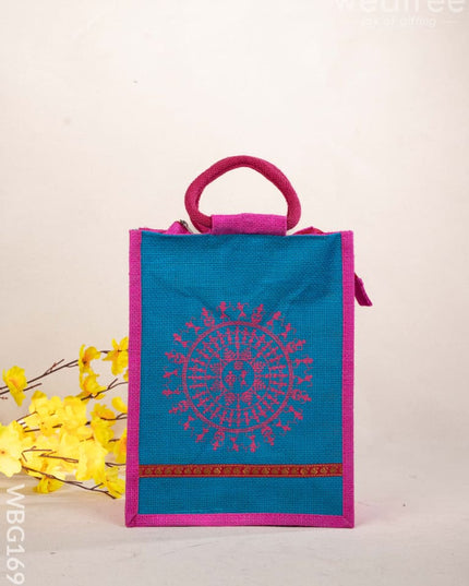Jute Bag with Warli Print - WBG1697 - Jute Bags