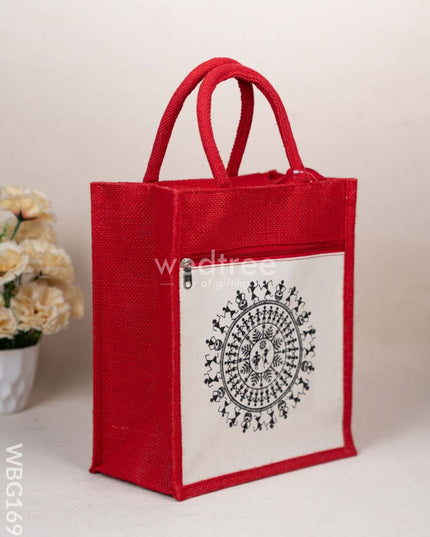 Jute Bag with Warli Print - WBG1699 Jute Bags