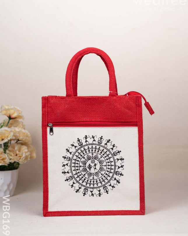 Jute Bag with Warli Print - WBG1699 Jute Bags