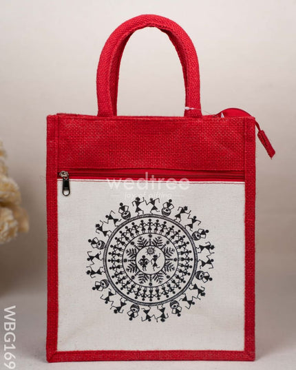 Jute Bag with Warli Print - WBG1699 Jute Bags
