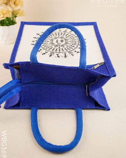 Jute Bag with Warli Print - WBG1699 - Jute Bags