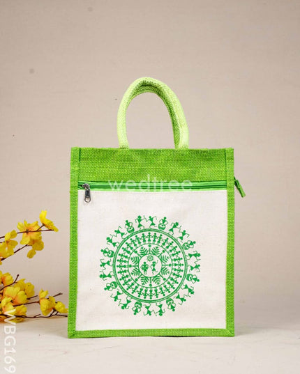 Jute Bag with Warli Print - WBG1699 Jute Bags