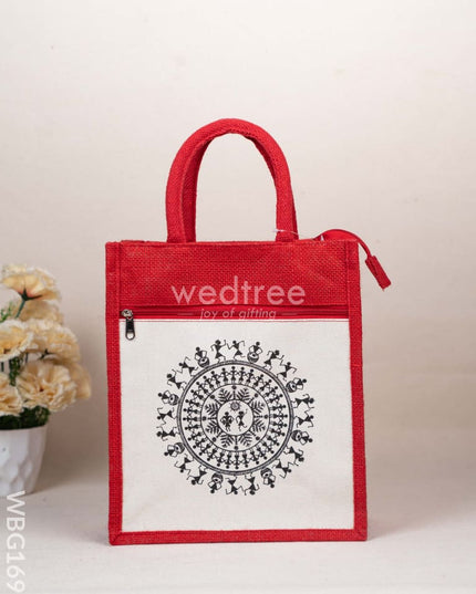 Jute Bag with Warli Print - WBG1699 Jute Bags