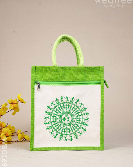Jute Bag with Warli Print - WBG1699 Jute Bags